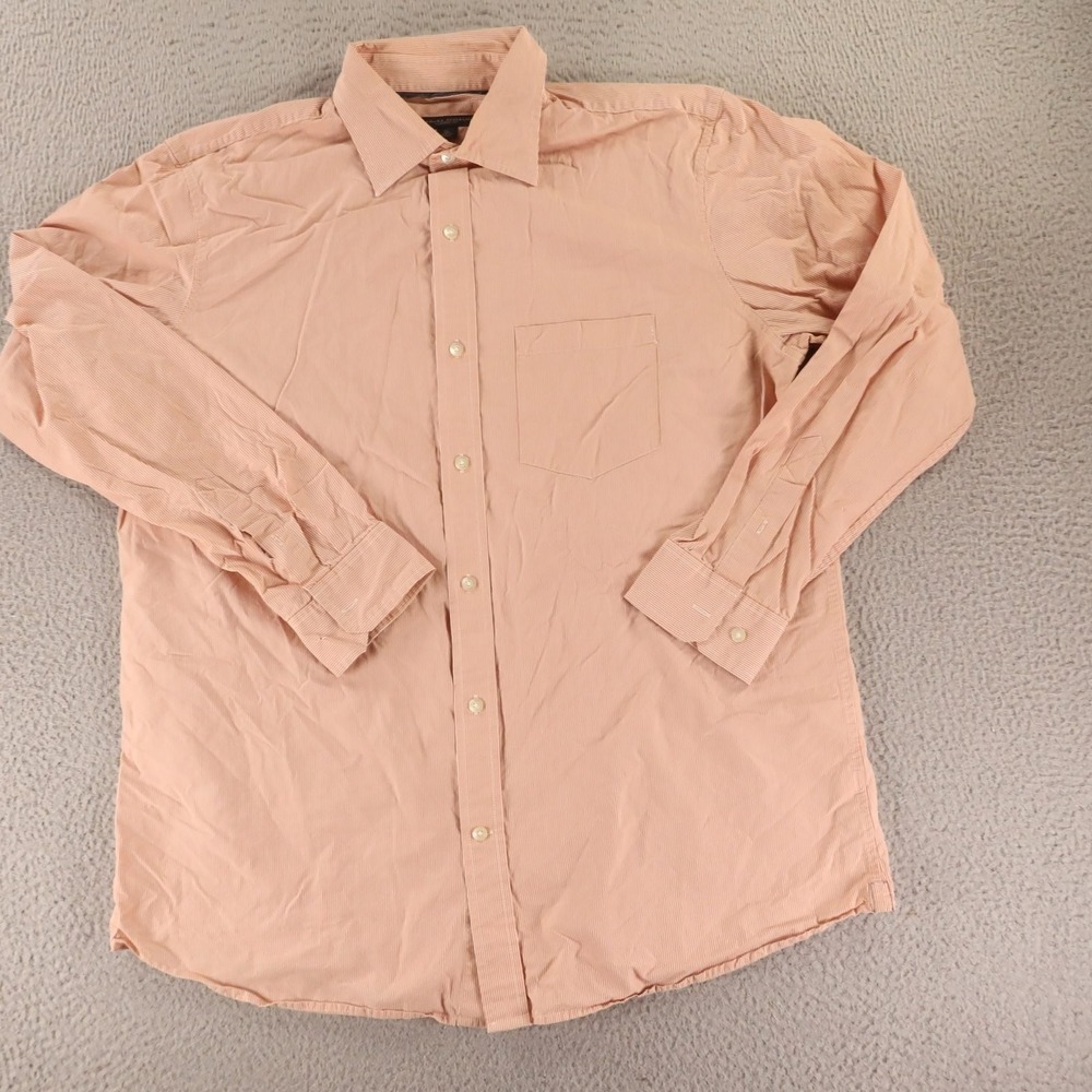 Banana Republic Shirt Mens XL Orange Fine vertical stripe Cotton Classic Fit